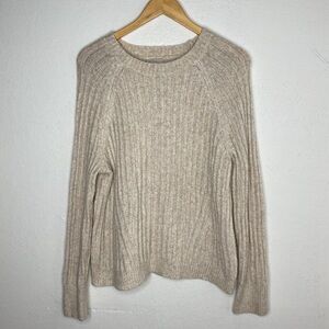 A New Day Wool Blend Ribbed Long Sleeve Cream Beige Sweater Size XXL Cozy Winter